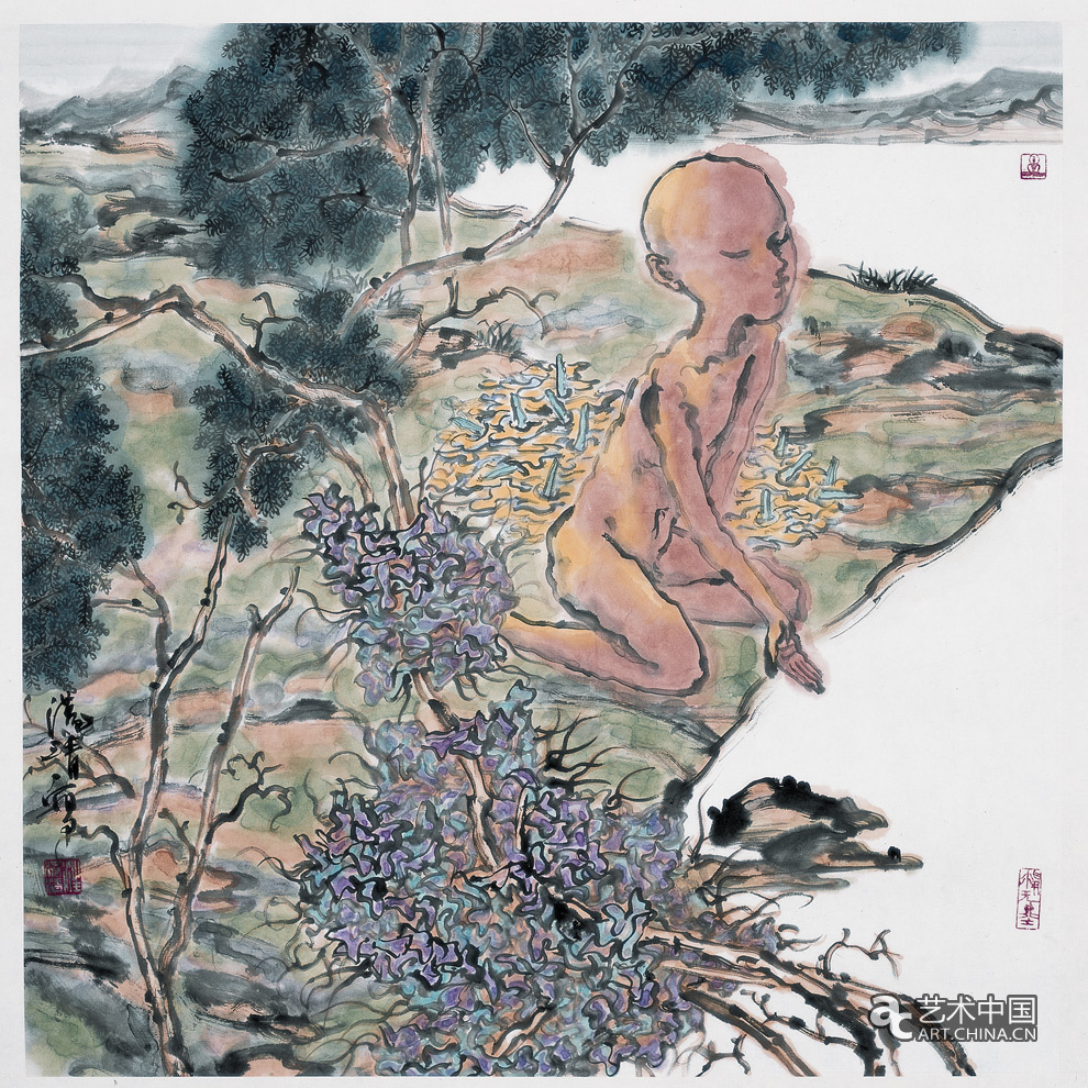 《探》之三 68X68cm汪港清2012年 紙本彩墨